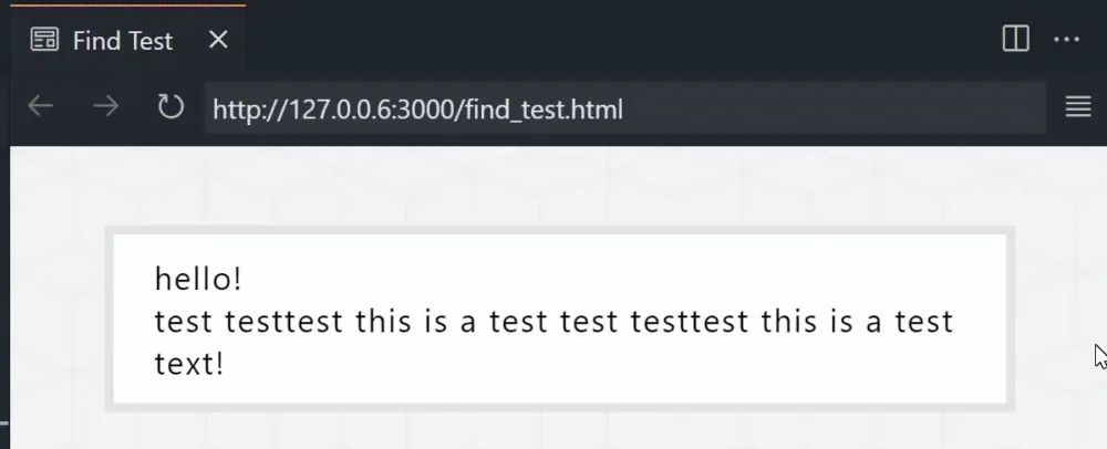 Minh họa chức năng tìm kiếm trang (Find) tích hợp trong trình duyệt nhúng Live Preview.