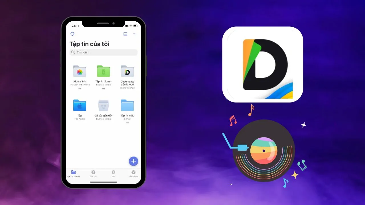 Minh họa sử dụng iCloud Drive và Documents để quản lý và chuyển đổi tệp nhạc