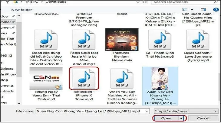 Mở bài hát từ máy tính