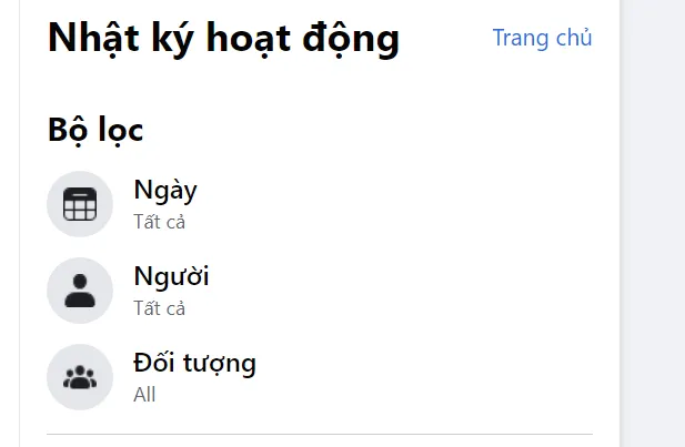 Mở bộ lọc Ngày để thiết lập mốc thời gian tìm kiếm status