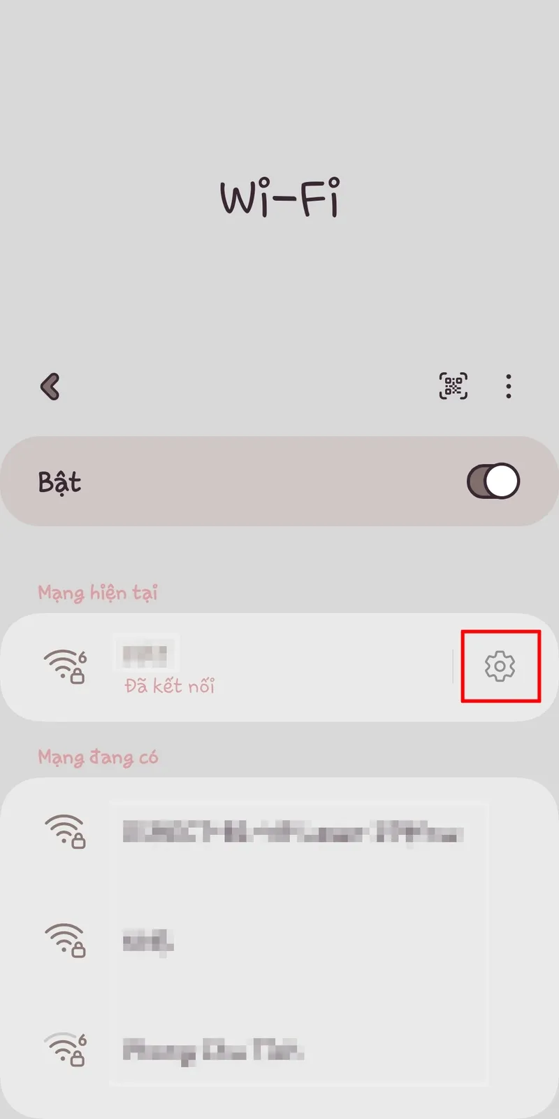 Mở cài đặt mạng Wi-Fi hiện tại để cài đặt địa chỉ IP cho Android