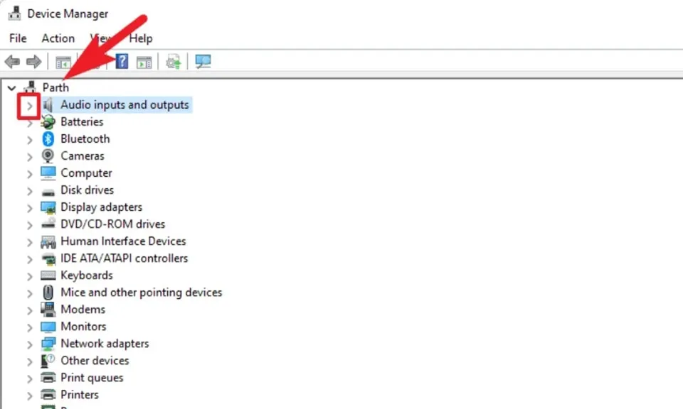 Mở Device Manager từ Start Menu