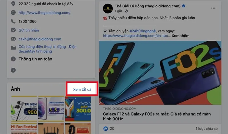 Mở Facebook trên máy tính > Tại mục Ảnh, chọn Xem tất cả