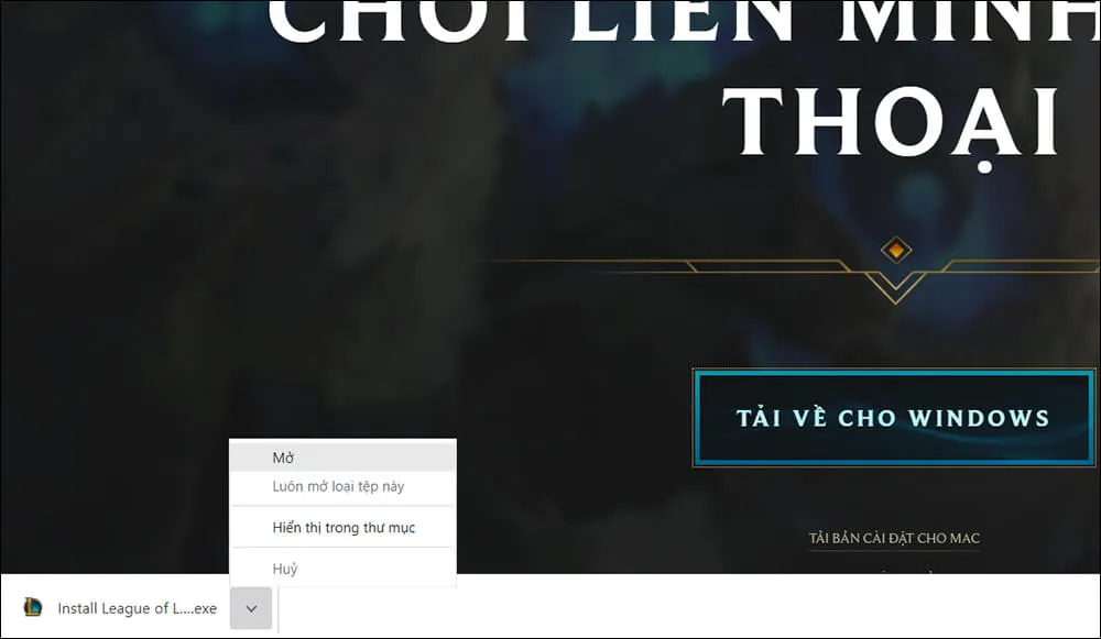 Mở file cài đặt Riot Client sau khi đã tải xong