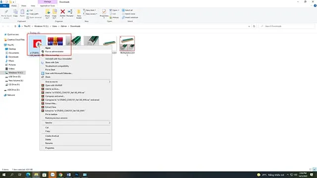 Mở file driver chúng ta vừa tải về nhấn chuột phải và nhấn vào Run as administrator
