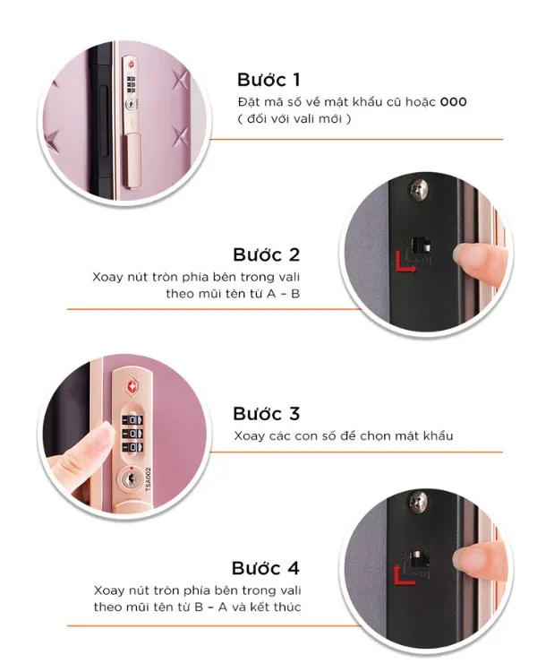 Mô hình Khóa TSA vali khóa đẩy hợp kim nhôm