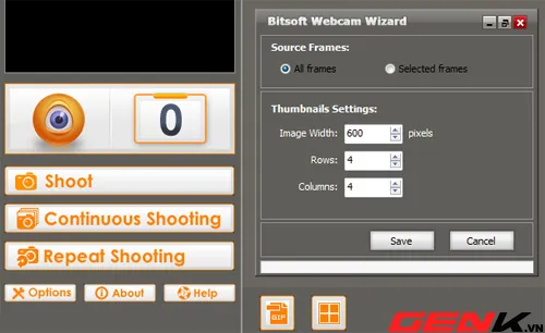 Mô tả việc chọn và thiết lập các khung hình đã chụp để tạo thành ảnh ghép lưới