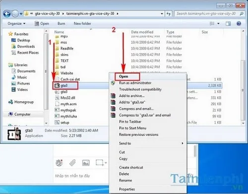 Mở thư mục game sau khi giải nén và tìm file gta3.exe để khởi động
