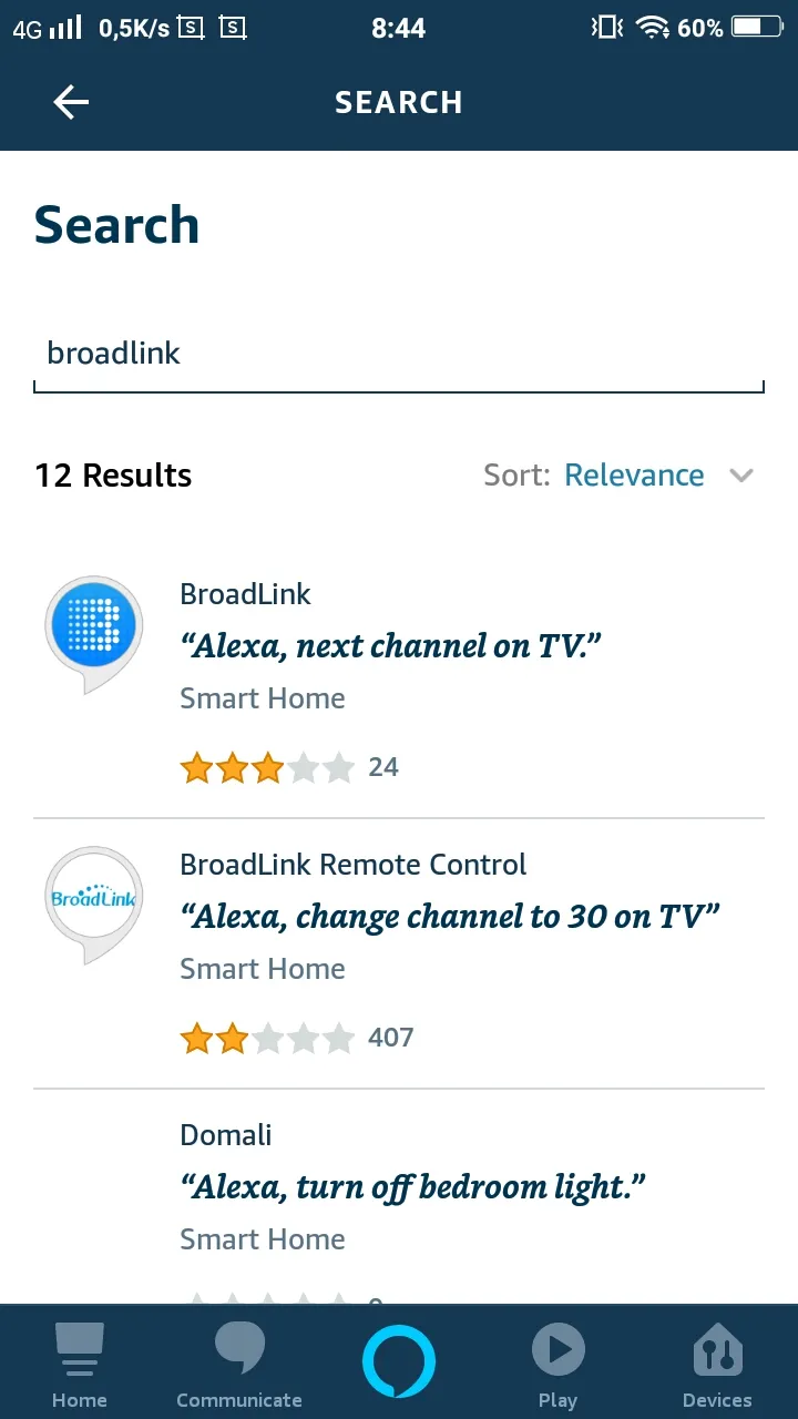 Mở ứng dụng Amazon Alexa để kết nối BroadLink