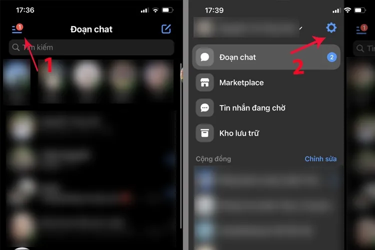 Mở ứng dụng Messenger và nhấn vào ảnh đại diện hoặc biểu tượng 3 gạch