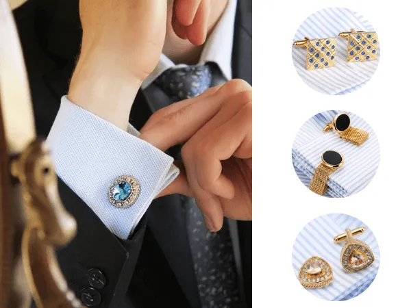 Một bộ vest đen lịch lãm kết hợp khuy măng sét vàng cho buổi tiệc đêm sang trọng