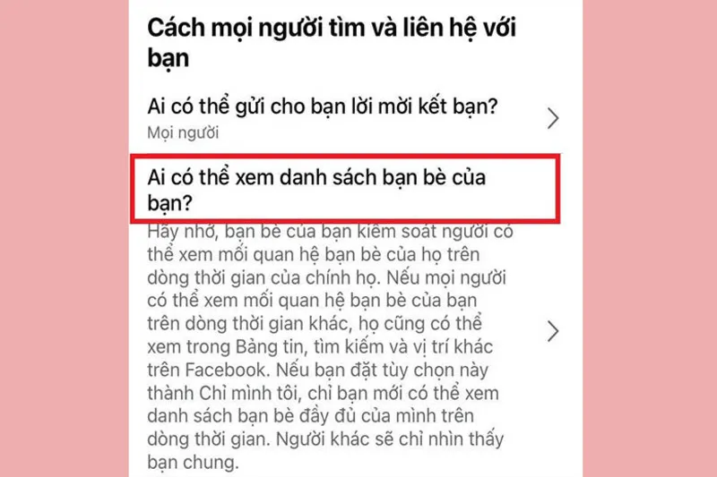 Mục Cách mọi người tìm và liên hệ với bạn trong cài đặt riêng tư