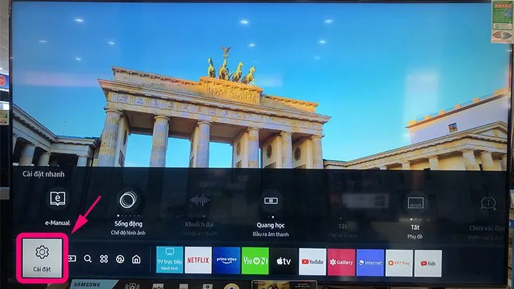 Mục cài đặt trên tivi Samsung