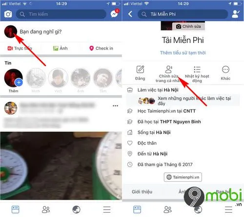 Mục chi tiết thông tin Facebook để kích hoạt tính năng người theo dõi