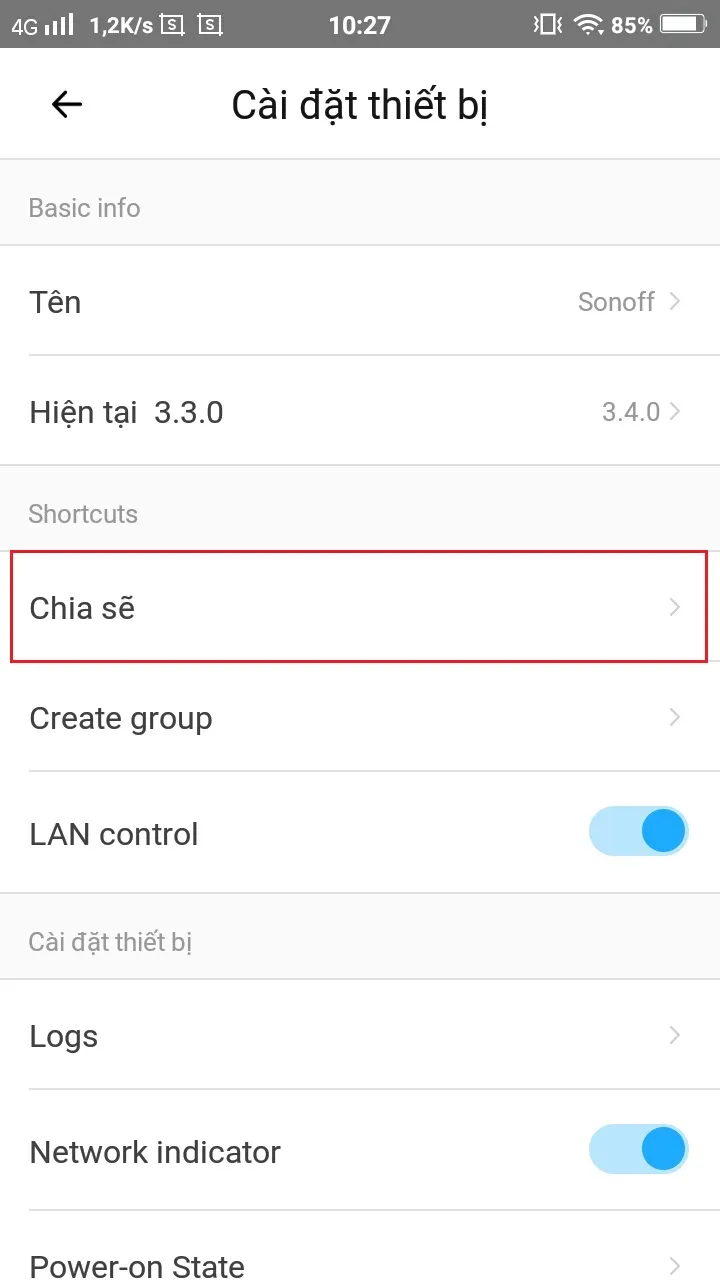 Mục Chia sẻ thiết bị trong Cài đặt để thêm người dùng khác