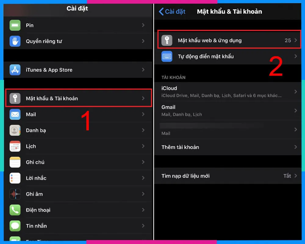 Mục Mật khẩu đã lưu của Facebook trên iPhone