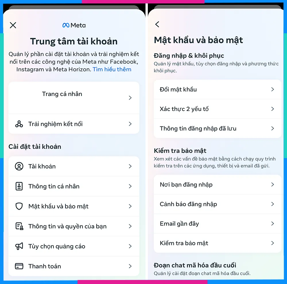 Mục Mật khẩu và bảo mật hiển thị trong giao diện điện thoại