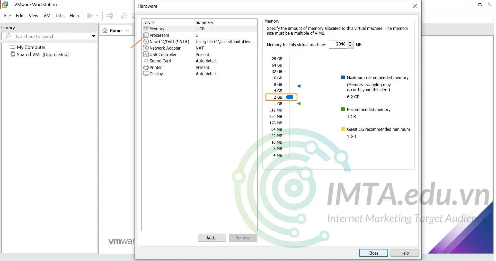 Nâng bộ nhớ RAM cho máy ảo
