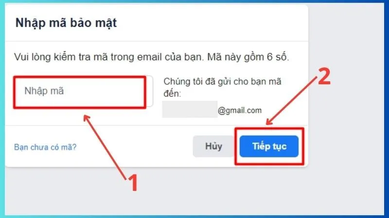 Nếu bạn còn giữ Email khôi phục thì chọn cách 1 và làm các bước như hình