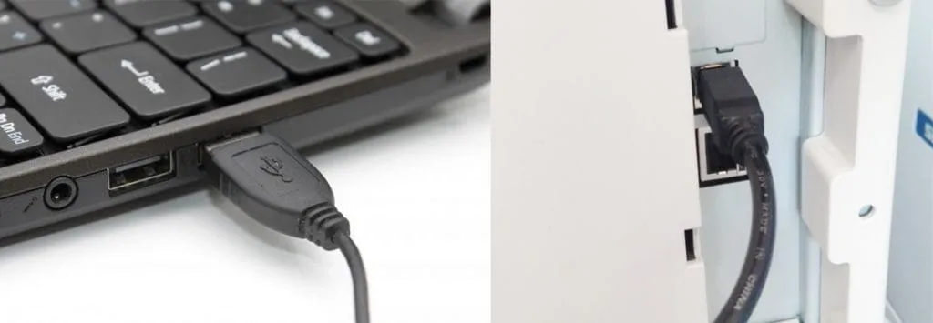 Nếu không có mạng thì kết nối trực tiếp từ máy tính với máy photocopy bằng cổng usb