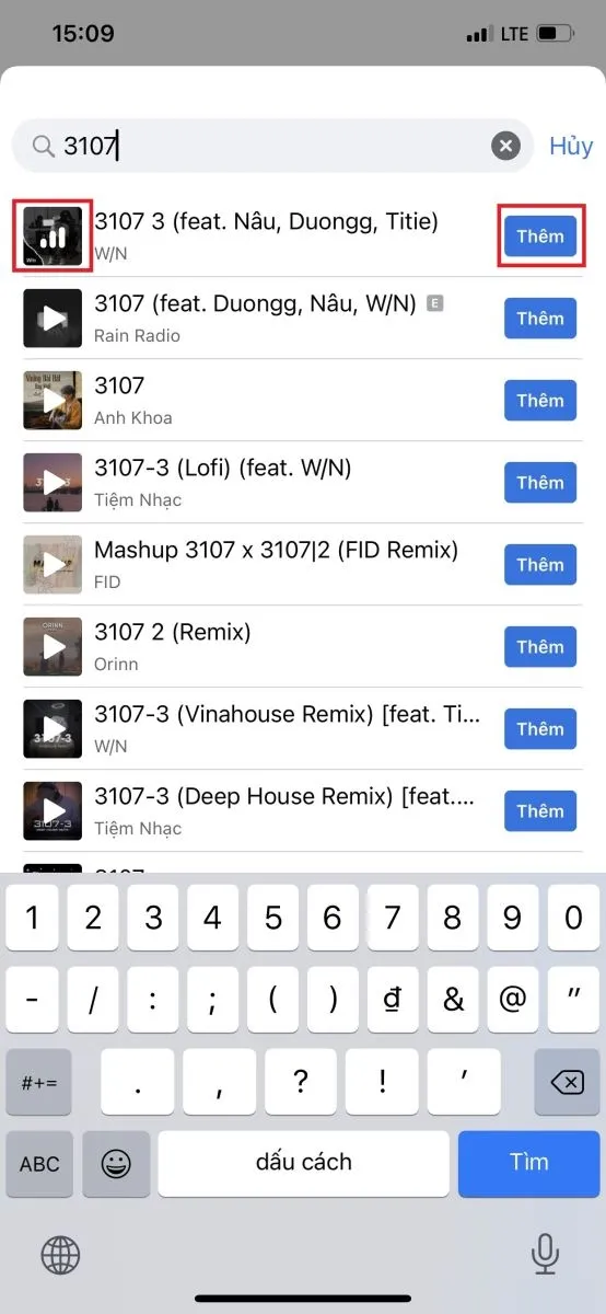 Nghe thử và nhấn nút Thêm để chọn bài hát vào bộ sưu tập