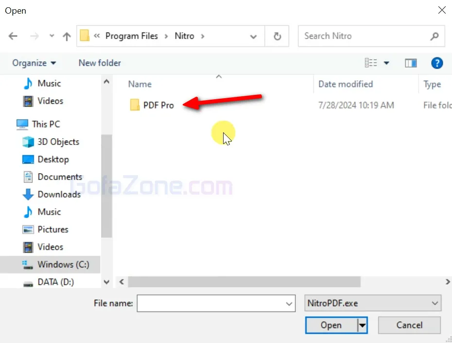 Người dùng mở thư mục 'PDF Pro'