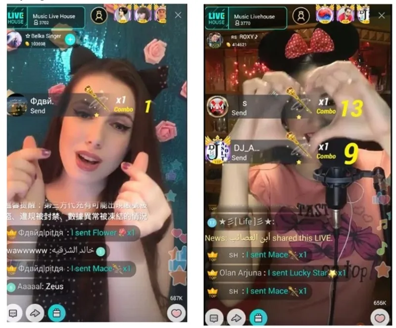 Người dùng tương tác trong hoạt động đấu giá Bigo Live qua điện thoại di động