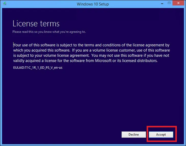 Nhấn Accept để đồng ý