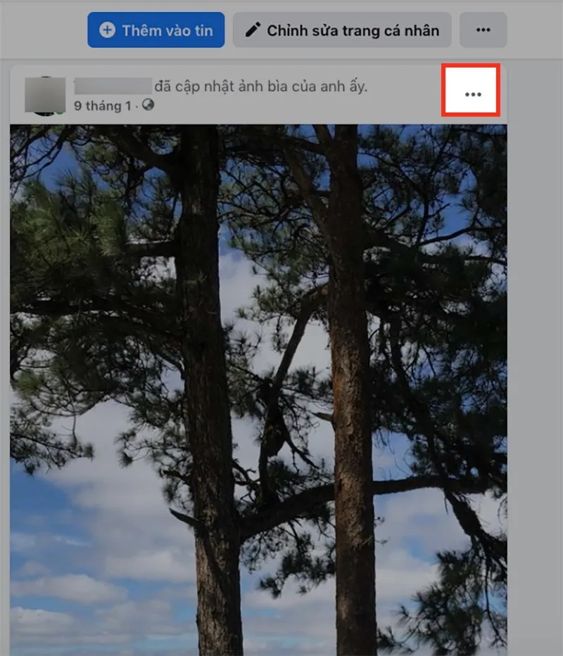 Nhấn biểu tượng 3 chấm trên bài viết Facebook ở giao diện máy tính