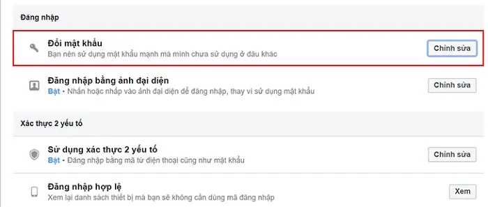 Nhấn chọn chỉnh sửa để tiến hành đổi mật khẩu