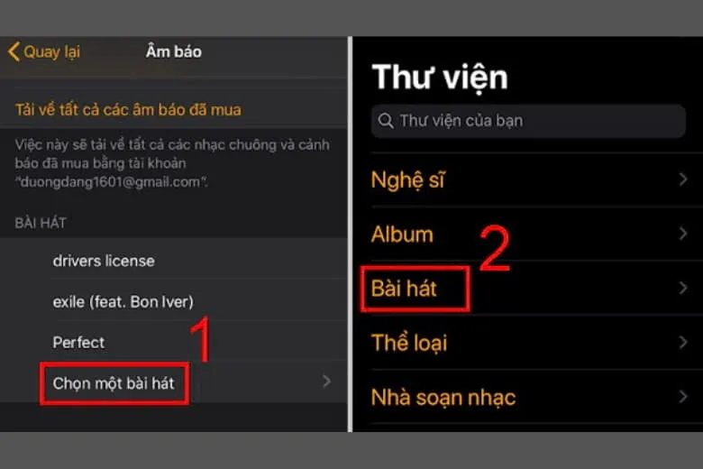 Nhấn chọn một bài hát > Chọn vào bài hát ưa thích của bạn