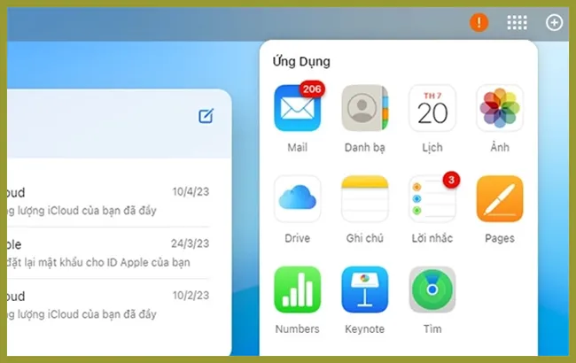 Nhấn chọn mục Tìm trên trang chủ iCloud
