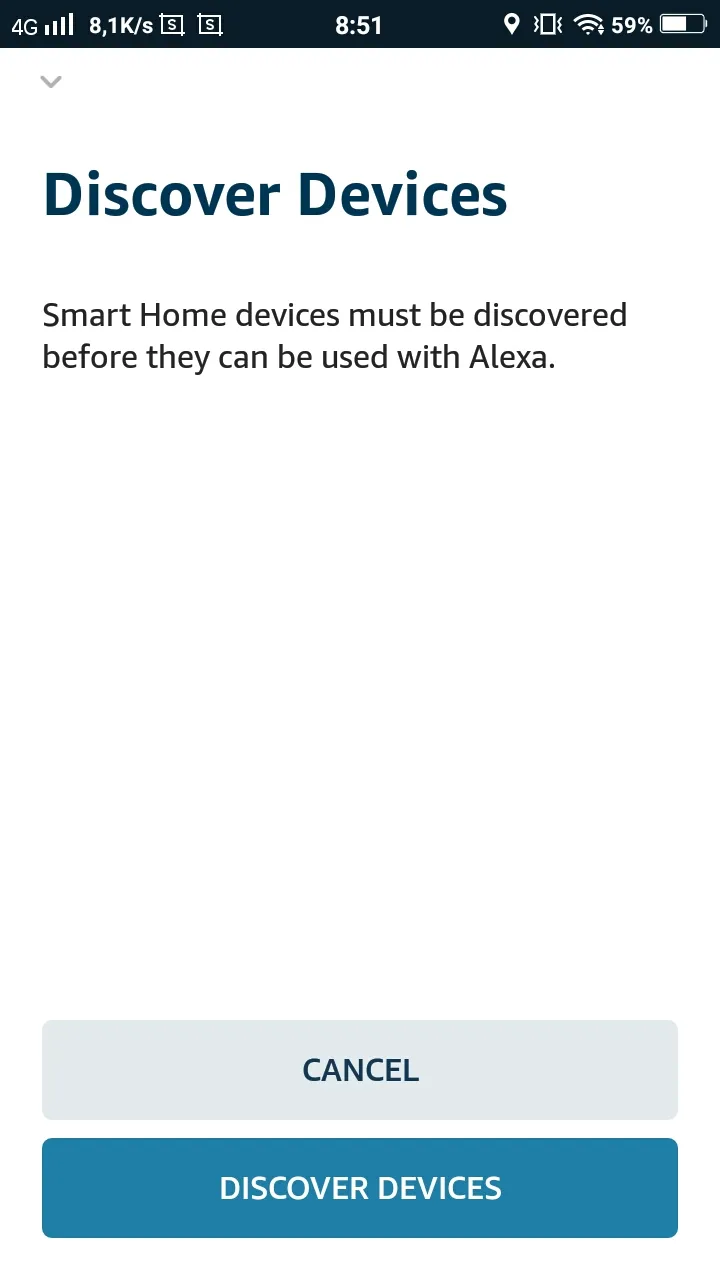 Nhấn DISCOVER DEVICES để Alexa quét thiết bị BroadLink