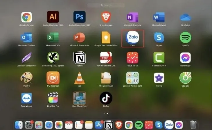 Nhấn đúp chuột vào biểu tượng Zalo để mở ứng dụng sau khi cài đặt trên MacBook