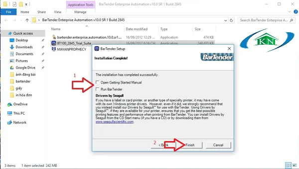 Nhấn FINISH để hoàn tất quá trình cài đặt Bartender