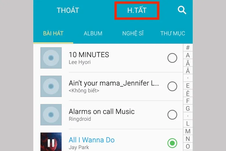 Nhấn Hoàn tất để lưu thiết lập nhạc chuông mới