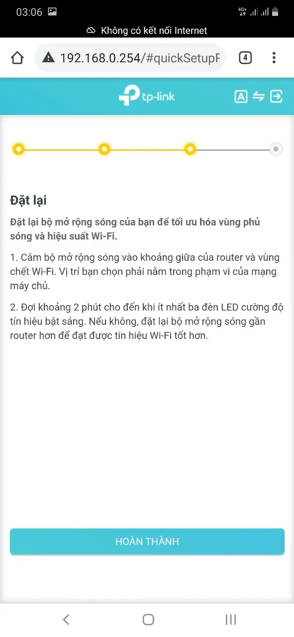 Nhấn HOÀN THÀNH để kết thúc quy trình cài đặt TP-Link WA850RE