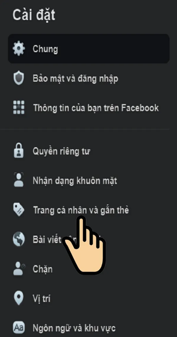 Nhấn mục Trang cá nhân và gắn thẻ trong Cài đặt để điều chỉnh các quyền liên quan đến profile