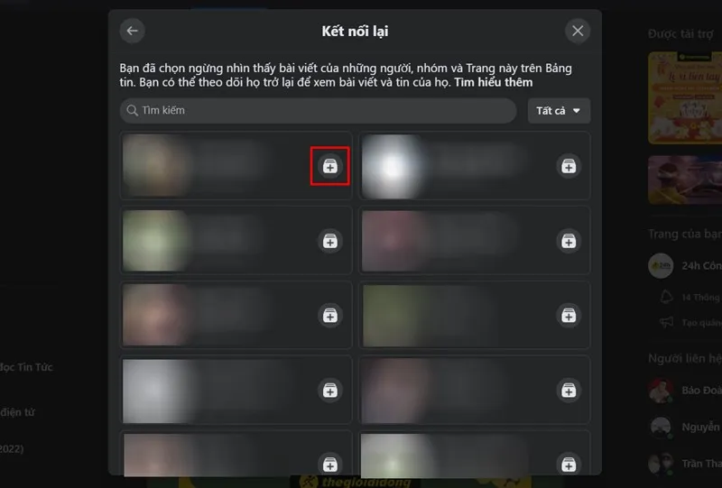 Nhấn nút Follow để kết nối lại với người đã bỏ theo dõi trên máy tính