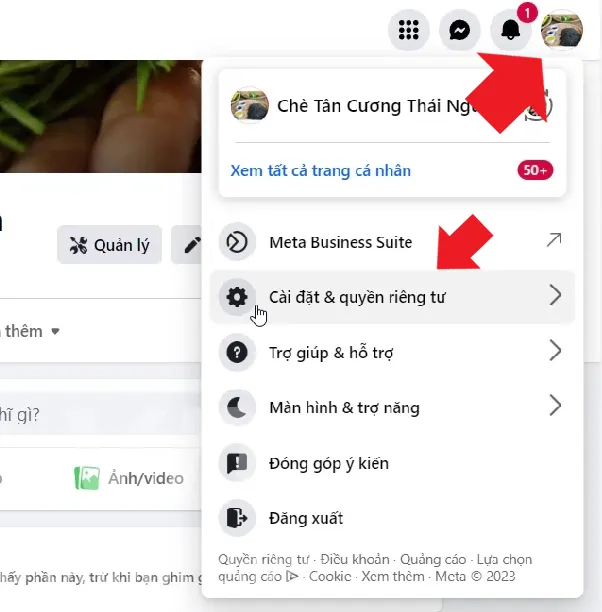Nhấn vào ảnh đại diện và nhấp vào Cài đặt và Quyền riêng tư