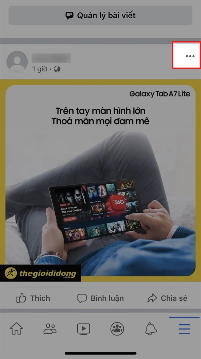 Nhấn vào biểu tượng 3 dấu chấm ở góc trên bên phải