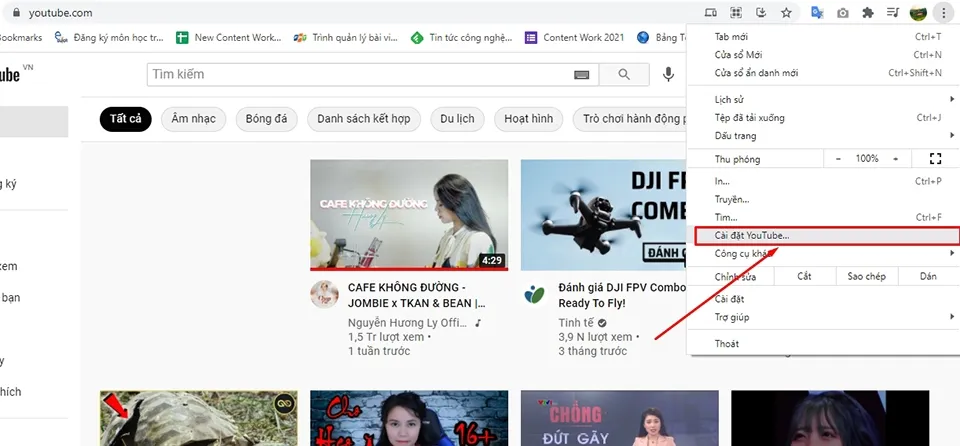 Nhấn vào biểu tượng ba chấm để tìm tùy chọn cài đặt hoặc tiện ích hỗ trợ tải video youtube về máy tính trên win 10