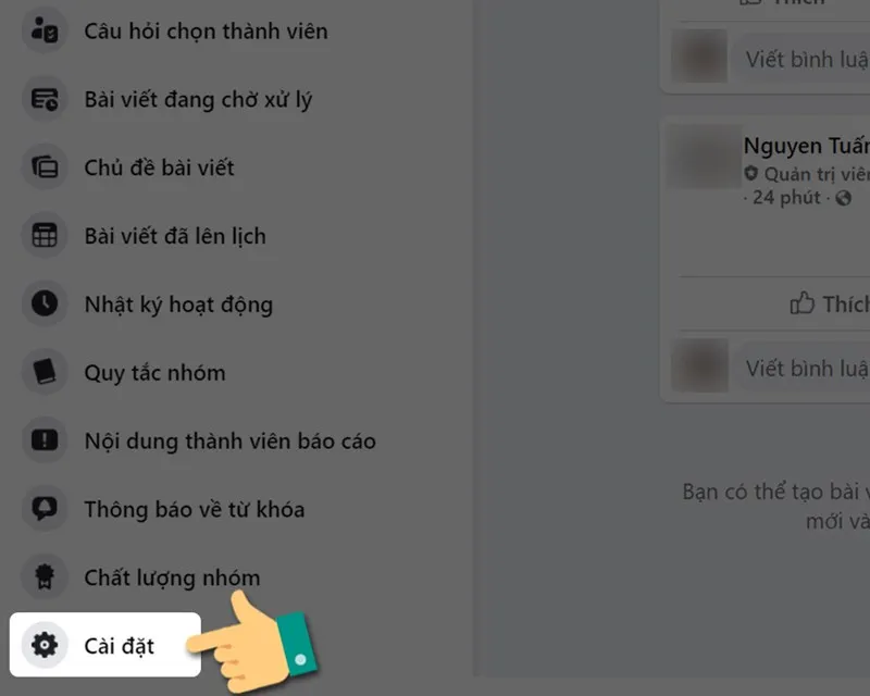 Nhấn vào Cài đặt ở menu bên trái