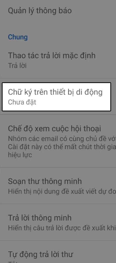 Nhấn vào Chữ ký