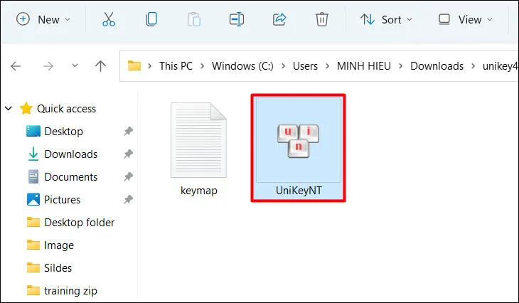 Nhấn vào file đã giải nén và chọn tiếp file UniKeyNT.exe