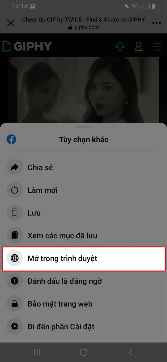 Nhấn vào tùy chọn Mở trong trình duyệt để chuyển sang giao diện khác
