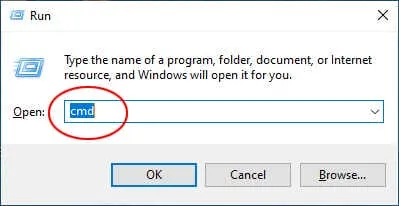 Nhấn Windown + R , và nhập CMD