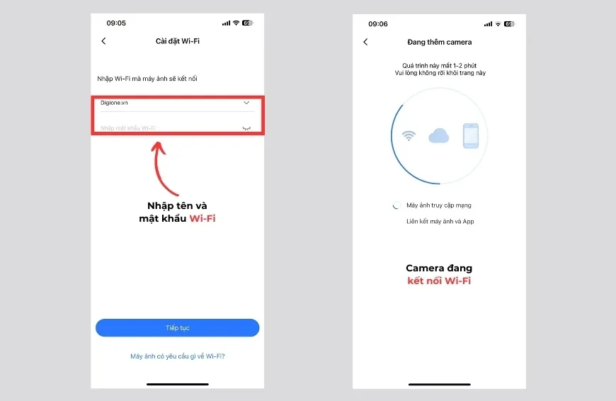 Nhập chính xác tên và mật khẩu Wi-Fi để hoàn thành cách cài đặt lại wifi cho camera yoosee