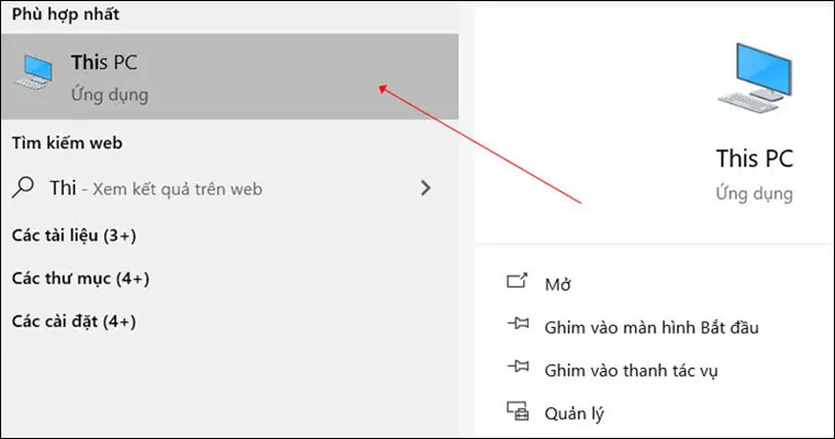 Nhấp chuột phải vào biểu tượng This PC để xem thuộc tính cài máy in HP