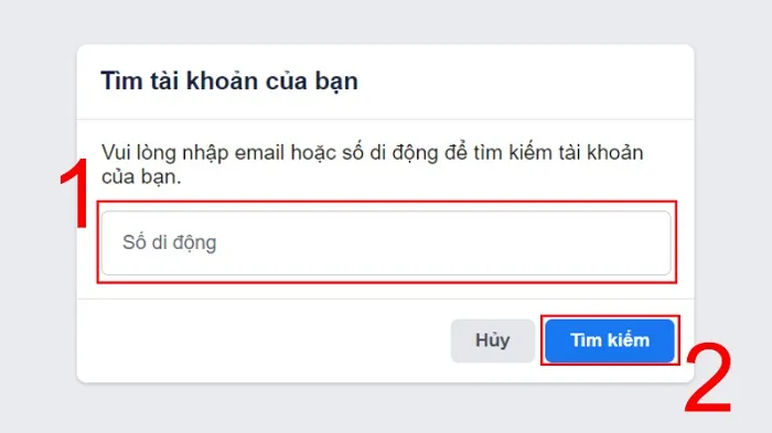 Nhập địa chỉ email hoặc số điện thoại để tìm kiếm tài khoản của bạn